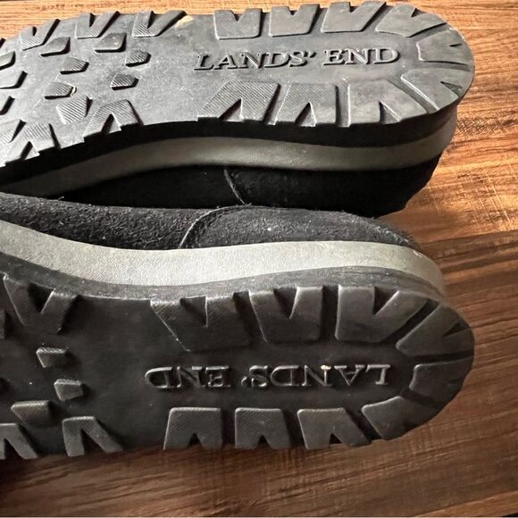 Lands' End Black Suede and Nylon Short Boots Style 394102 Size 8.5B - Picture 6 of 10